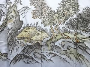 アンティーク　絞り風景模様男物長襦袢